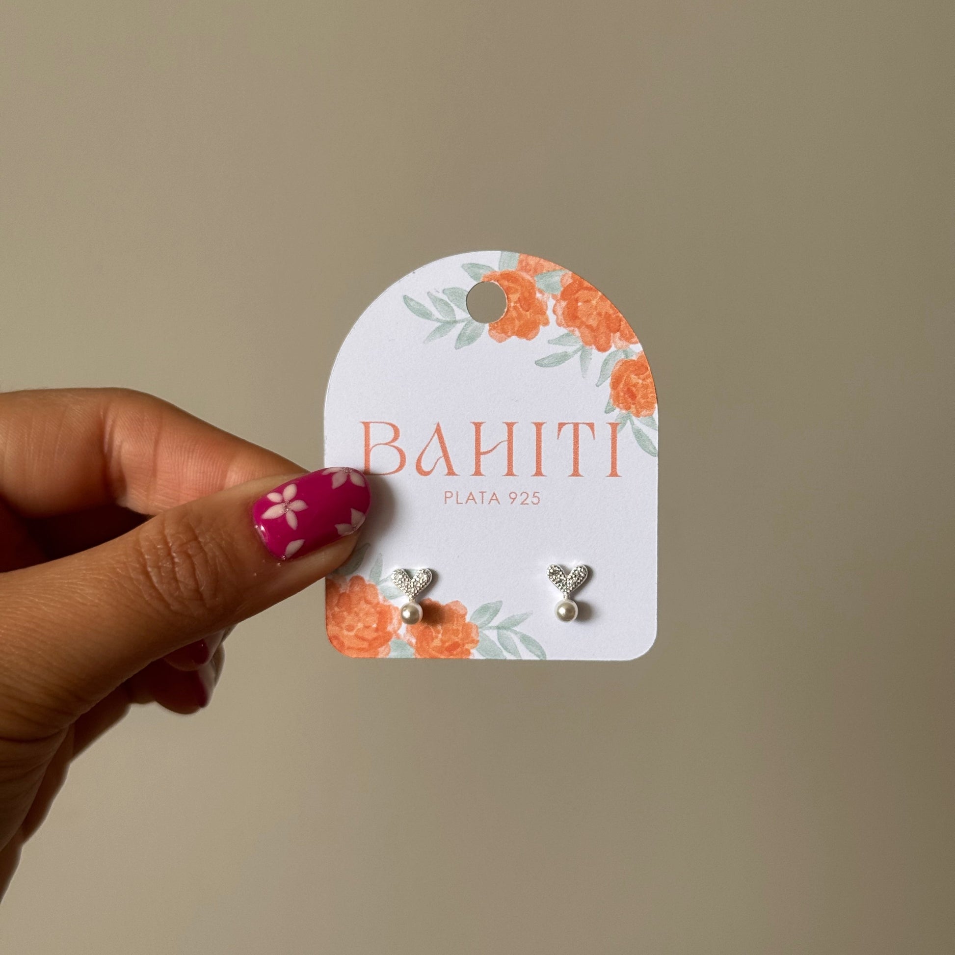 Aros corazón con perla