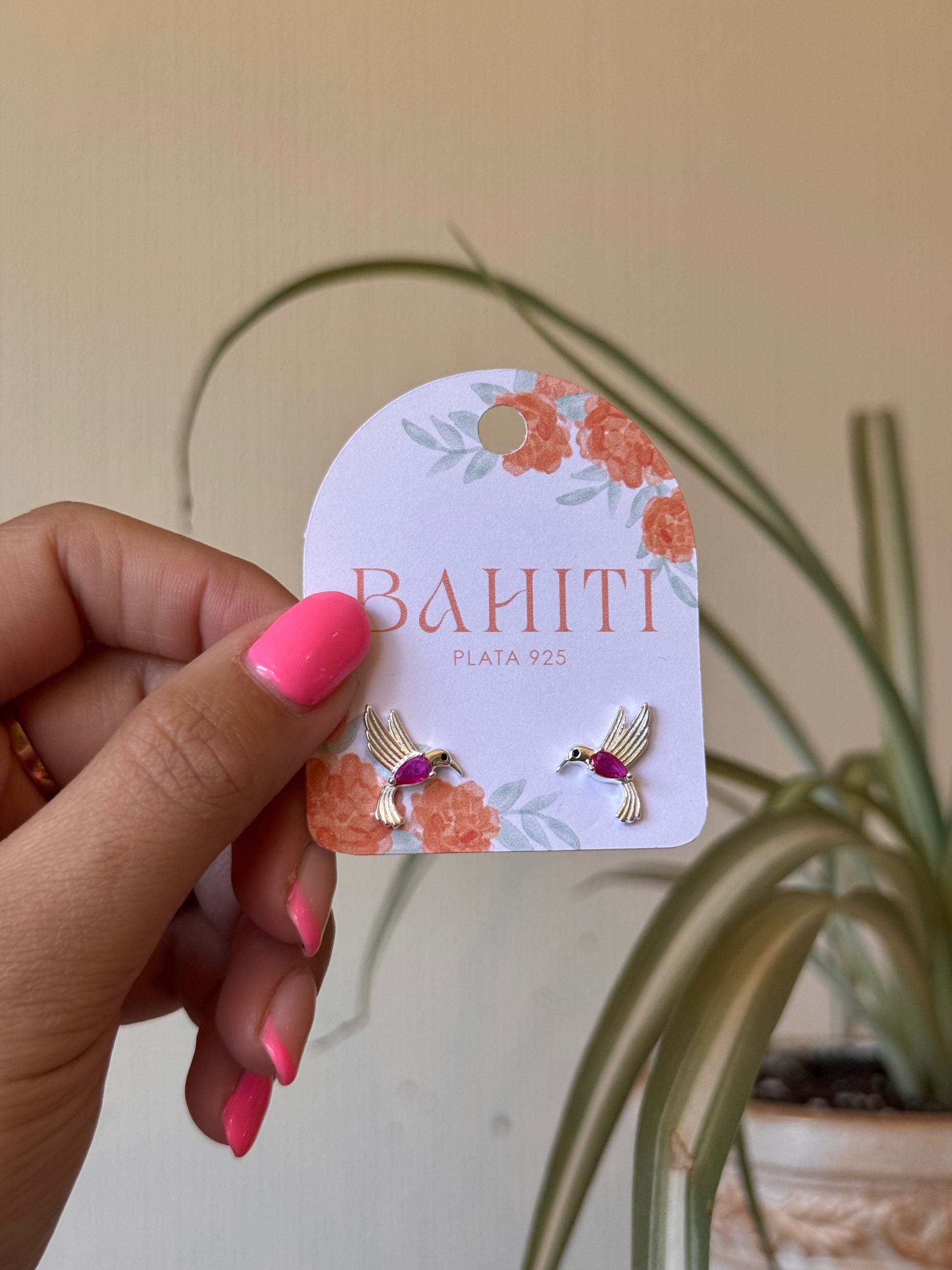 Aros Colibrí Fucsia